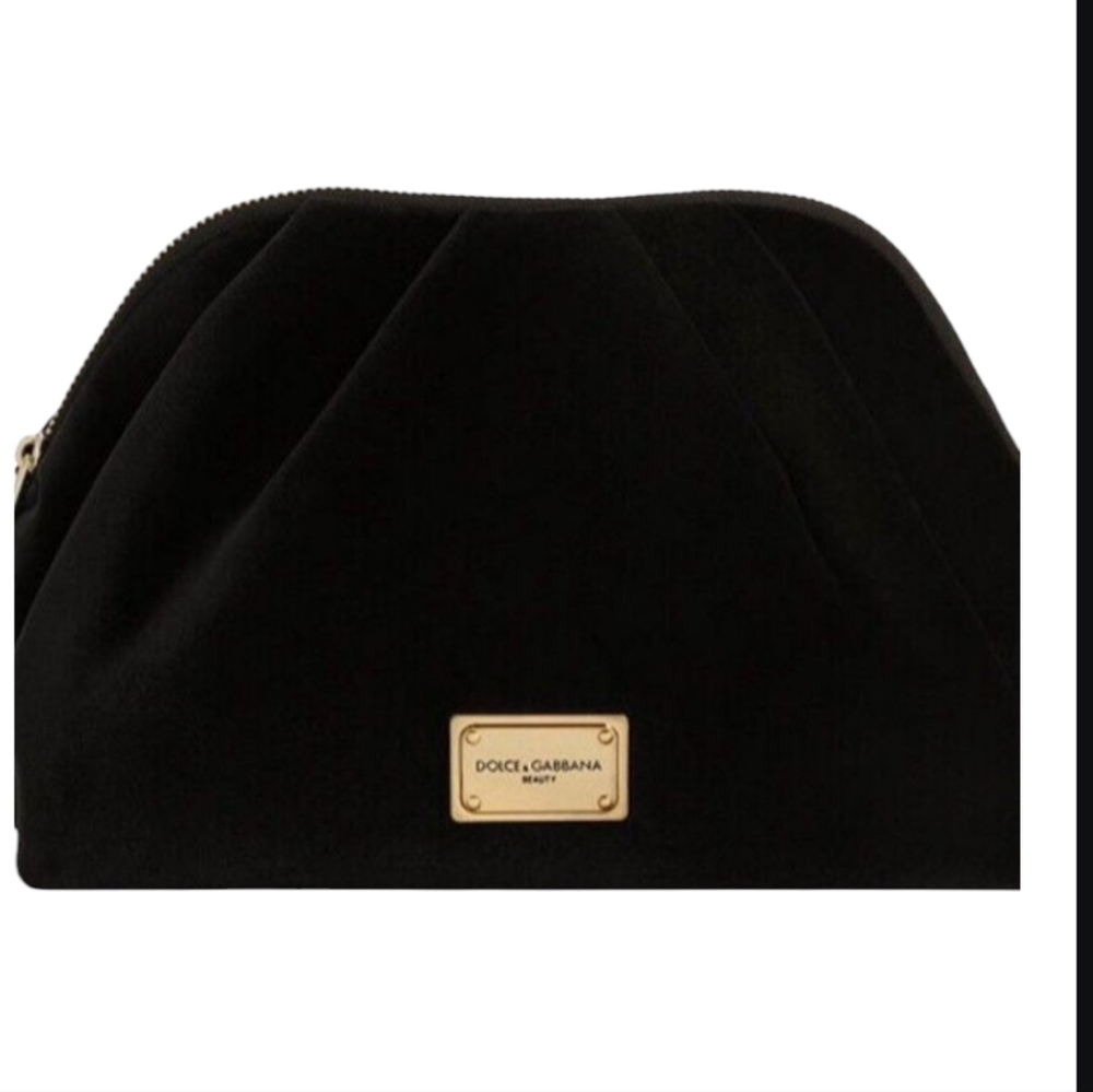 New Dolce & Gabbana Beauty Black Faux Velvet Pouch Dopp Case